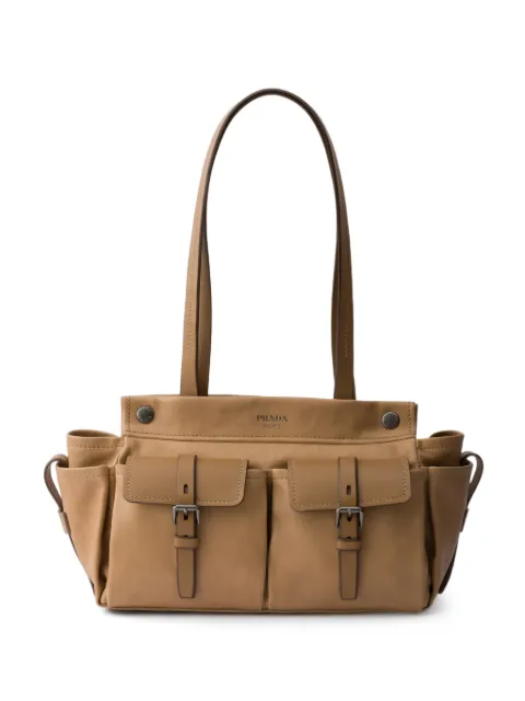 Prada Route medium leather tote bag Neutrals 1BG645VOOO2G6F