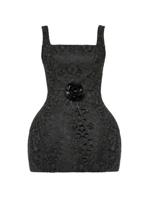 ANOUKI guipure lace rose-appliqué mini dress Black FFNYI10DR