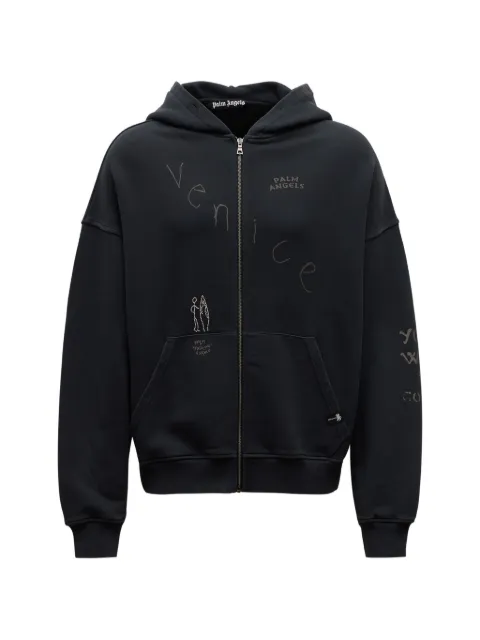 Palm Angels embellished logo-print hoodie Black PAMBE01F26FL011110