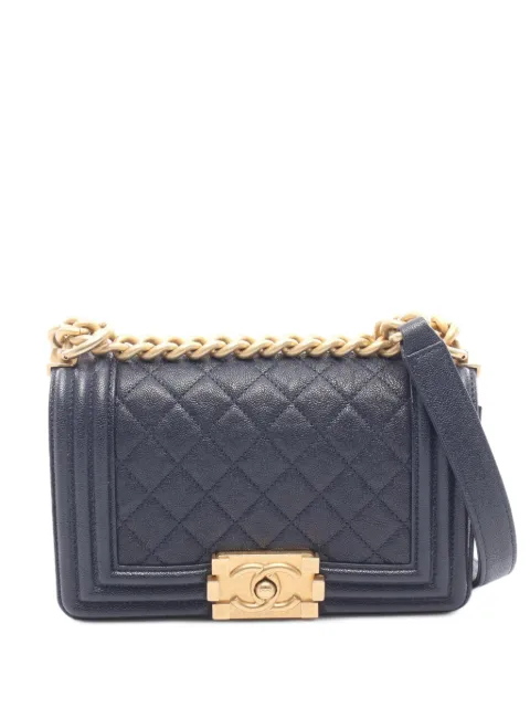CHANEL Pre-Owned 2019 small Boy Chanel quilted shoulder bag Blue 108252027440063