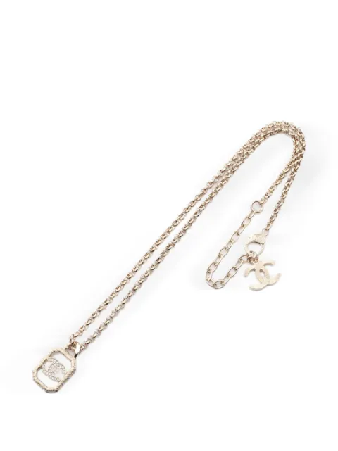 CHANEL Pre-Owned 1986-1988 Coco Mark rhinestone necklace Gold 1080866