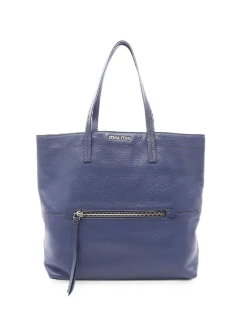 Miu Miu Pre-Owned 2000s zip-pocket leather tote bag Blue 1082132