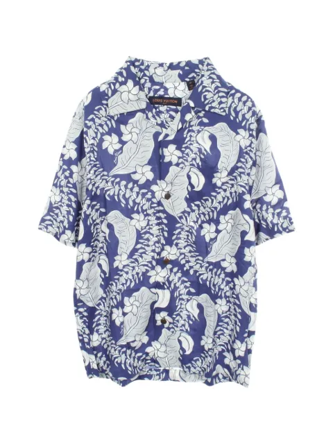 Louis Vuitton Pre-Owned 2010s leaf-print short-sleeved shirt Blue 1075319