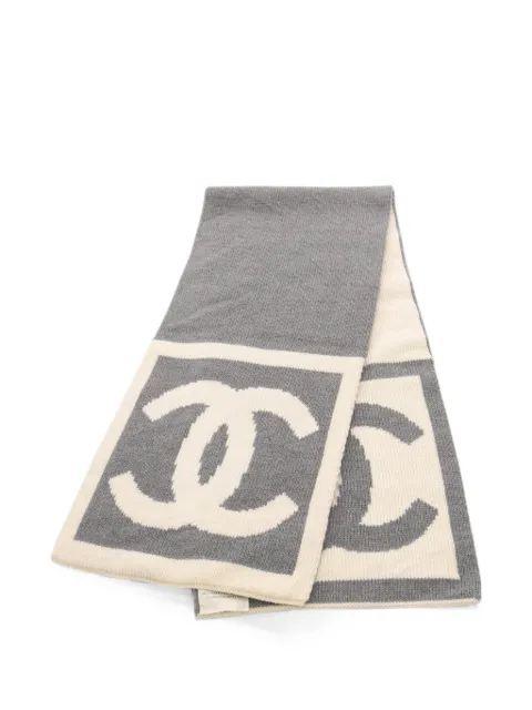 CHANEL Pre-Owned 1986-1988 Coco Mark scarf Grey 1071863