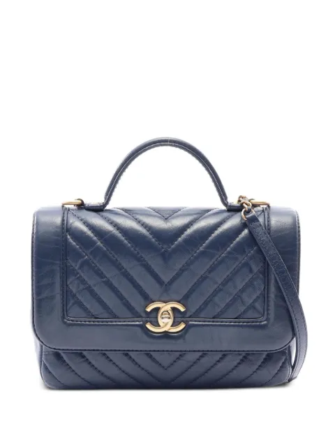 CHANEL Pre-Owned 2017-2018 Chevron V-stitch two-way shoulder bag Blue 108297924351465