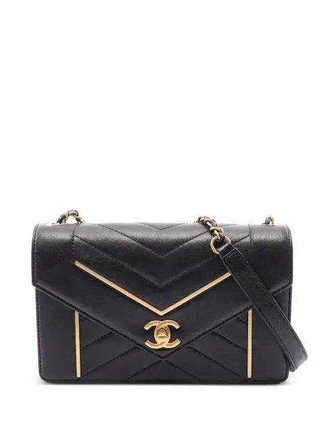 CHANEL Pre-Owned 2017-2018 V-stitch chain shoulder bag Black 108298924470001