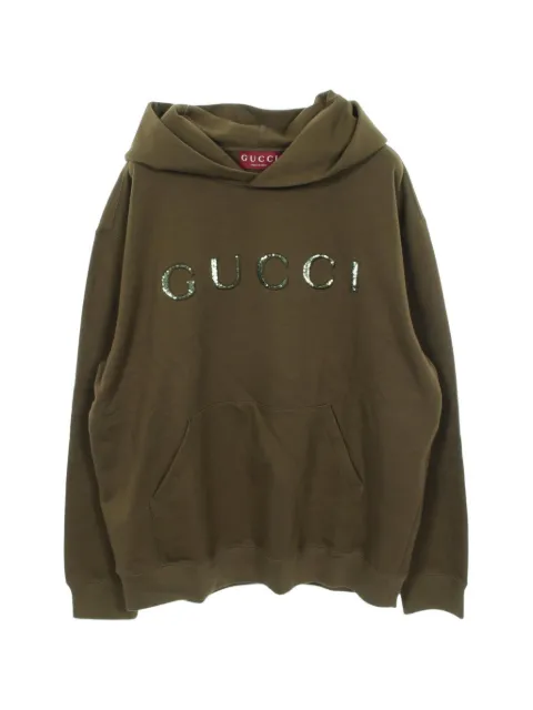 Gucci Pre-Owned 2010s sequin logo hoodie Green 1079614