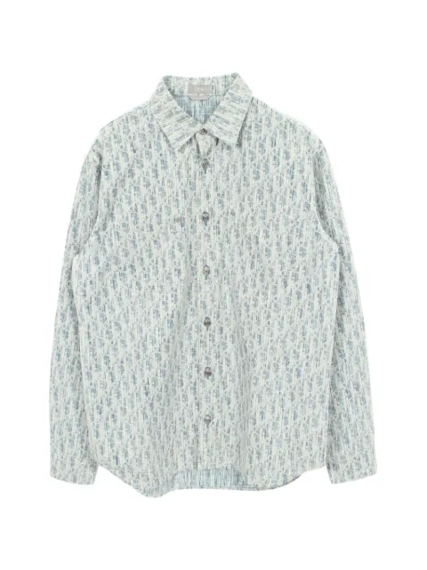 Christian Dior Pre-Owned 2010s Oblique pattern denim shirt Blue 1079612