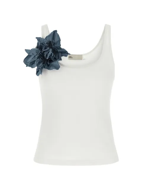 Tory Burch floral-appliqué ribbed-knit tank top White 170089