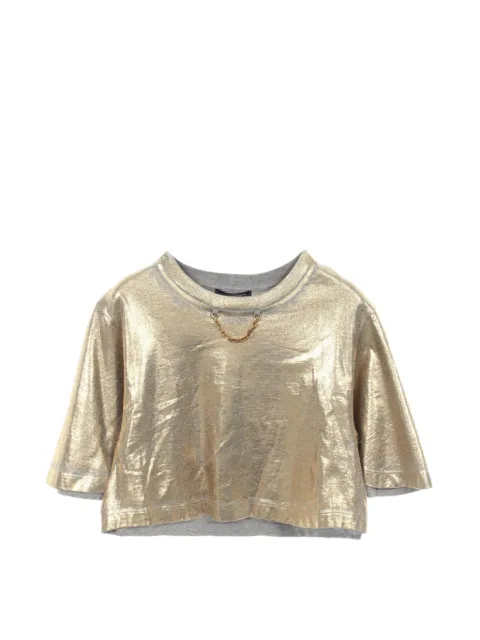 Louis Vuitton Pre-Owned 2010s cropped chain T-shirt Gold 1079619