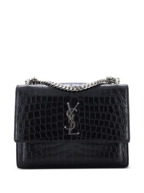 Saint Laurent Pre-Owned Sunset Crocodile Embossed Leather Medium crossbody bag Black HM29H648AJPCW23B