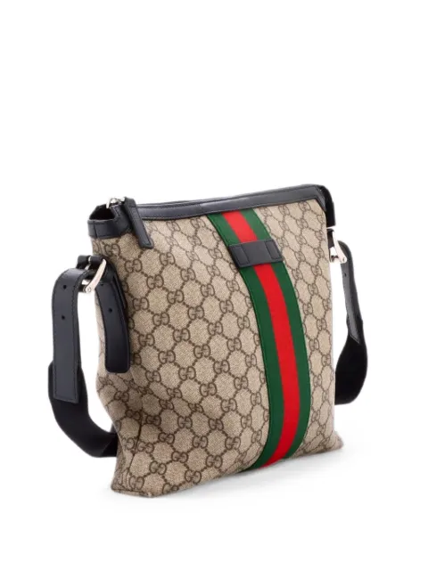 Gucci Pre-Owned Web Messenger Bag GG Coated Canvas Medium crossbody bag Brown 7568K7538C61FF5F