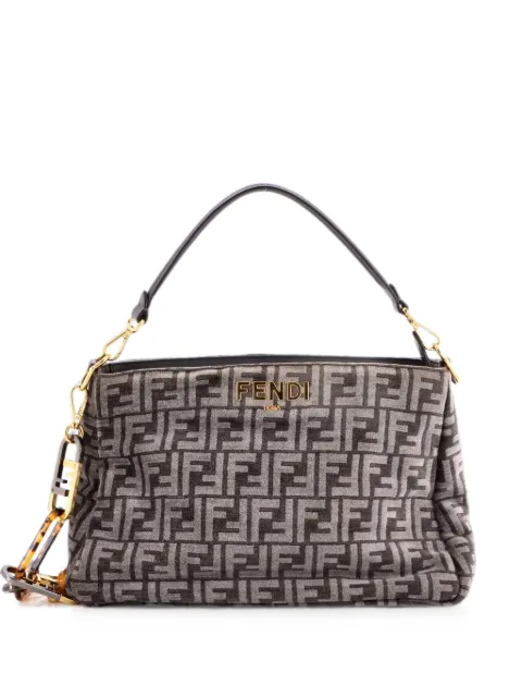 Fendi Pre-Owned O'Lock Zip Shoulder Bag Zucca Chenille hobo bag Grey QCWLBK1IFQ75ZXP4