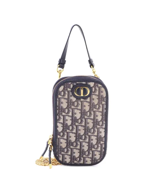 Christian Dior Pre-Owned 30 Montaigne Phone Holder on Chain Oblique Canvas crossbody bag Blue UWDH4NUHHO5CLTPU