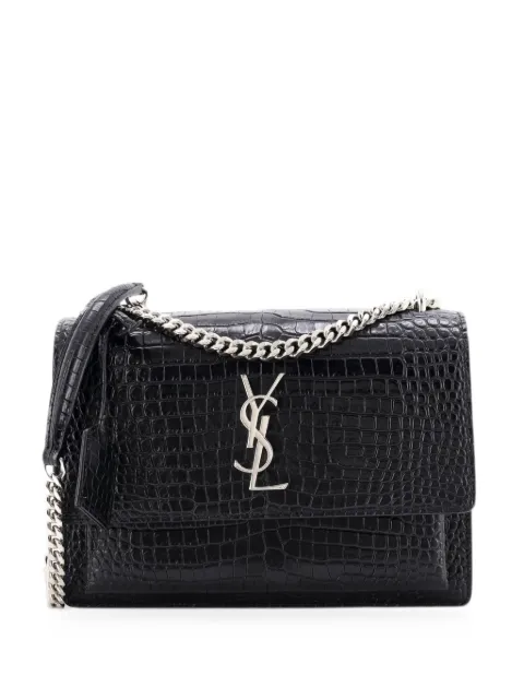 Saint Laurent Pre-Owned Sunset Crocodile Embossed Leather Medium crossbody bag Black 9P5HRR2ZUX2AKOY1