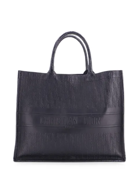 Christian Dior Pre-Owned Book Oblique Embossed Calfskin Large tote bag Black 9MC1D0RQ7FZSB6IT