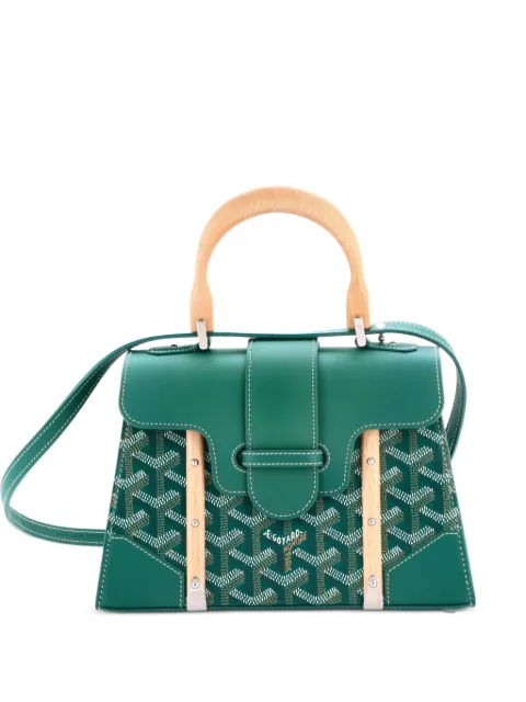 Goyard Pre-Owned Structured Saigon Top Handle Bag Coated Canvas with Leather Mini satchel Green 8NJMJVUG8S4PWJCY
