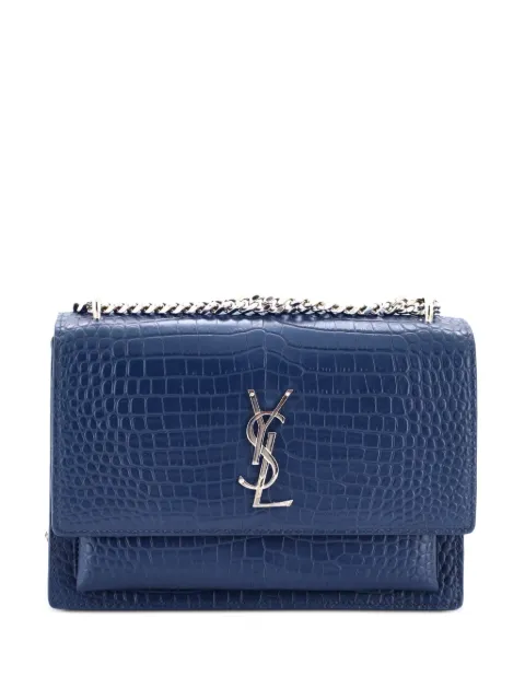 Saint Laurent Pre-Owned Sunset Crocodile Embossed Leather Medium crossbody bag Blue F726MM22L4W842W8