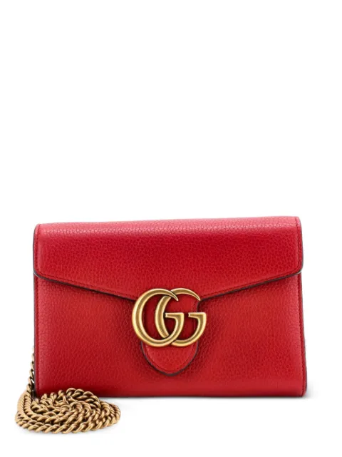 Gucci Pre-Owned GG Marmont Chain Wallet Leather Mini clutch bag Red EJJ4DMNIIUPGR3N3