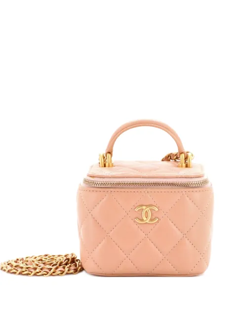 CHANEL Pre-Owned Classic Top Handle Vanity Case with Chain Quilted Lambskin Mini crossbody bag Neutrals 61BRSETOQ2X4VG2Y