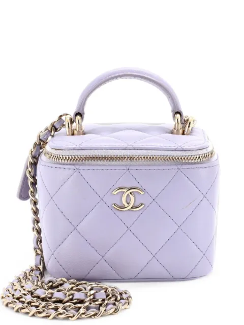 CHANEL Pre-Owned Classic Top Handle Vanity Case with Chain Quilted Lambskin Mini crossbody bag Purple 5ZVBG9O6C08ZBUX7