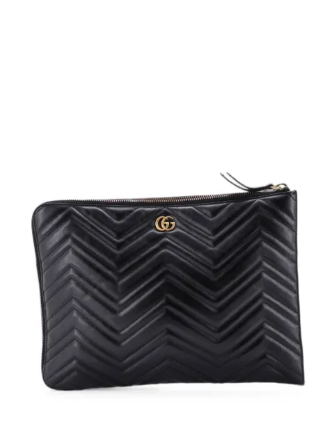 Gucci Pre-Owned GG Marmont Portfolio Matelasse Leather clutch bag Black DBUJFVIJF6H2AJOB