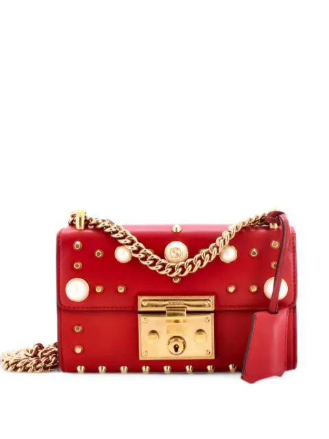 Gucci Pre-Owned Pearly Padlock Studded Leather Small shoulder bag Red 2RT9S0I8N4KLVKTL