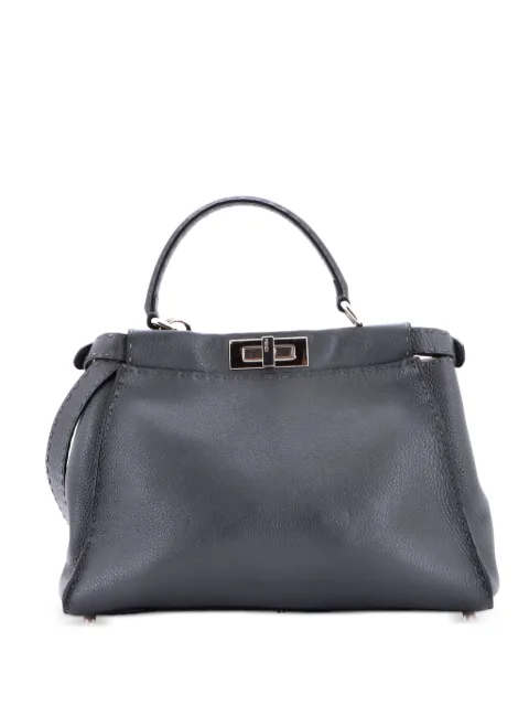Fendi Pre-Owned Selleria Peekaboo Bag Leather Medium satchel Grey 1QN9RYW7N4CK7AMY