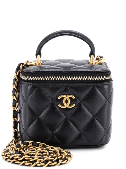CHANEL Pre-Owned Classic Top Handle Vanity Case with Chain Quilted Lambskin Mini crossbody bag Black 5ZMPER4URWO3RE0F