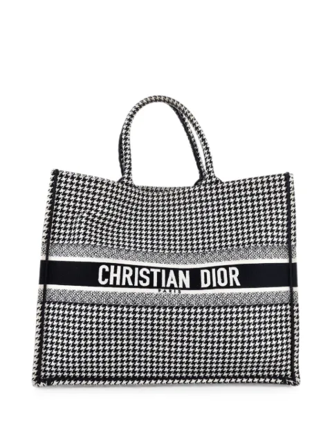 Christian Dior Pre-Owned Book Houndstooth Canvas Large tote bag Black 31EH2HBWWHL443KJ