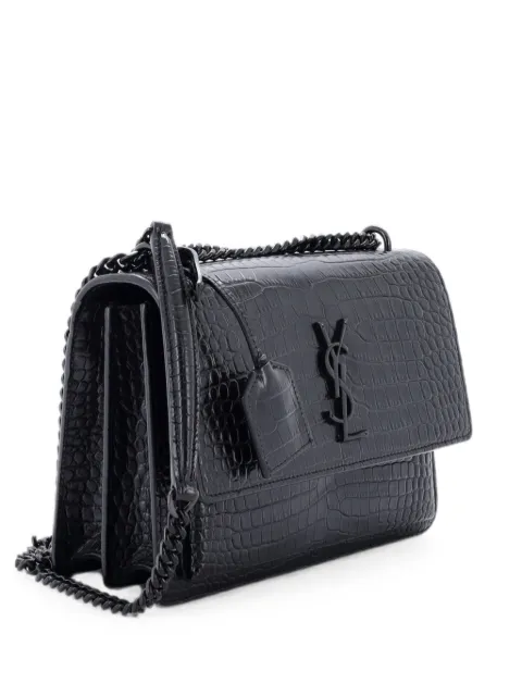 Saint Laurent Pre-Owned Sunset Crocodile Embossed Leather Medium crossbody bag Black P0QX77OSQ7OG2KD9