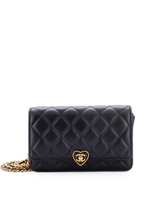 CHANEL Pre-Owned Coco Love CC Heart Wallet on Chain Quilted Lambskin crossbody bag Black LB5617C0ABZ2GAIX