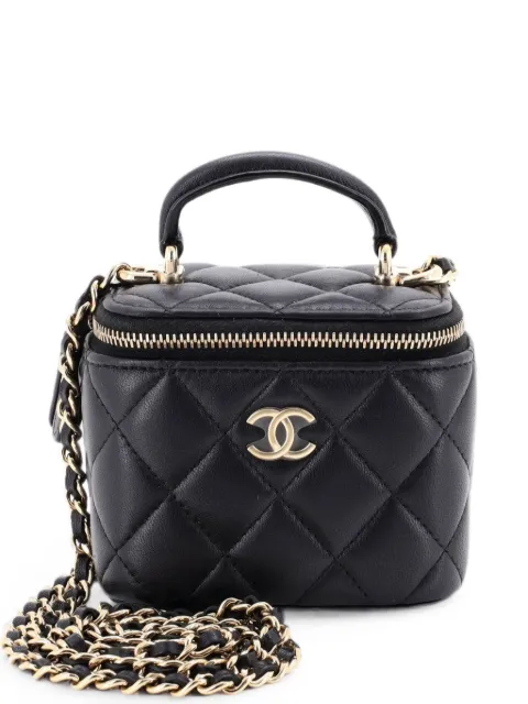 CHANEL Pre-Owned Classic Top Handle Vanity Case with Chain Quilted Lambskin Mini crossbody bag Black L89YK5IRR6X2L2N9