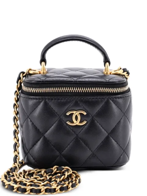 CHANEL Pre-Owned Classic Top Handle Vanity Case with Chain Quilted Lambskin Mini crossbody bag Black W6MJR63HJNLT51V9