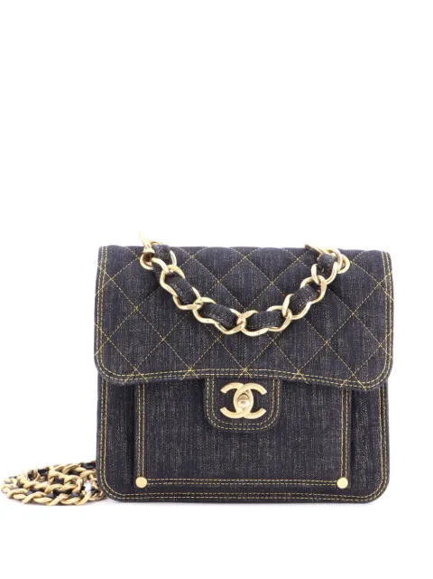 CHANEL Pre-Owned Double You CC Flap Bag Quilted Denim Medium shoulder bag Blue VRHHCWJUWPHGIJHD