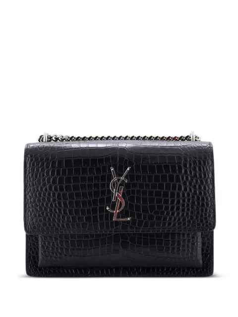 Saint Laurent Pre-Owned Sunset Crocodile Embossed Leather Medium crossbody bag Black IJTCBDR0QVCBD5Y1
