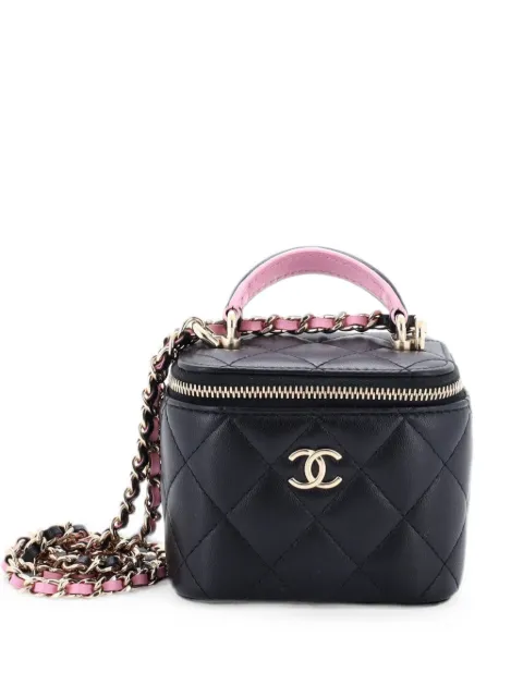 CHANEL Pre-Owned Classic Top Handle Vanity Case with Chain Quilted Lambskin Mini crossbody bag Black 5O80SEMK1V8KFFOE