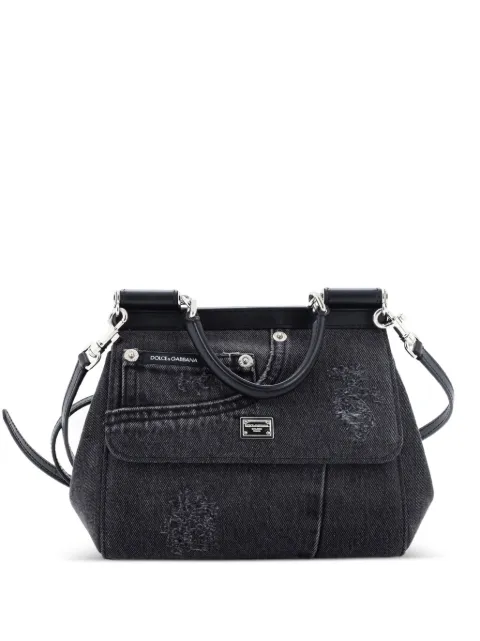 Dolce & Gabbana Pre-Owned Miss Sicily Bag Patchwork Denim Medium satchel Black 5FO5KUB5H8069RL5