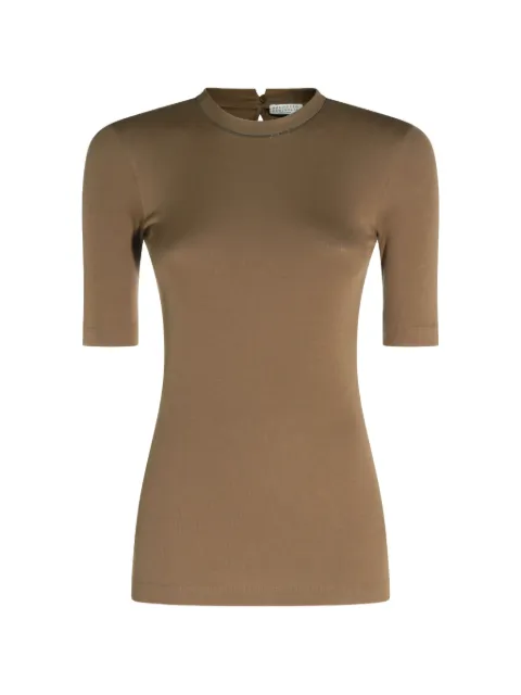 Brunello Cucinelli Monili-trim ribbed T-shirt Brown M0TC8BJ310C8705