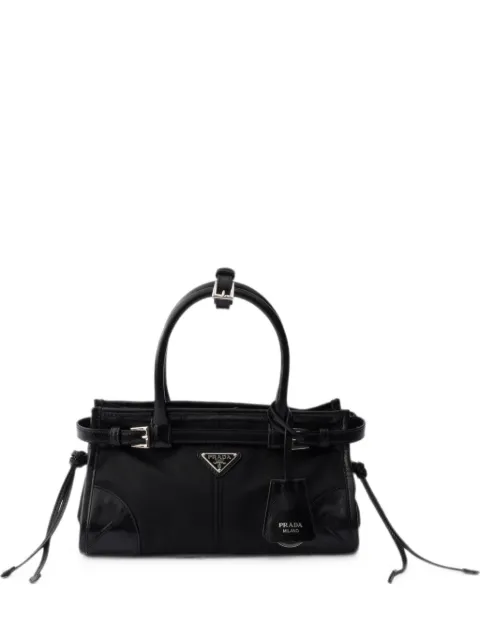 Prada Bonnie small Re-Nylon and leather handbag Black 1BA486VDOM2ZVE