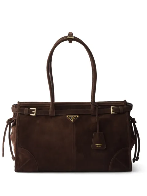 Prada Bonnie large suede handbag Brown 1BA433VMOM2C4S
