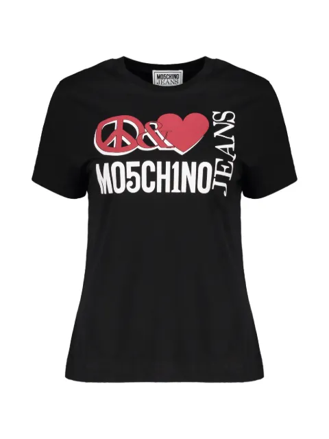 Moschino logo-print fitted T-shirt Black J07138762