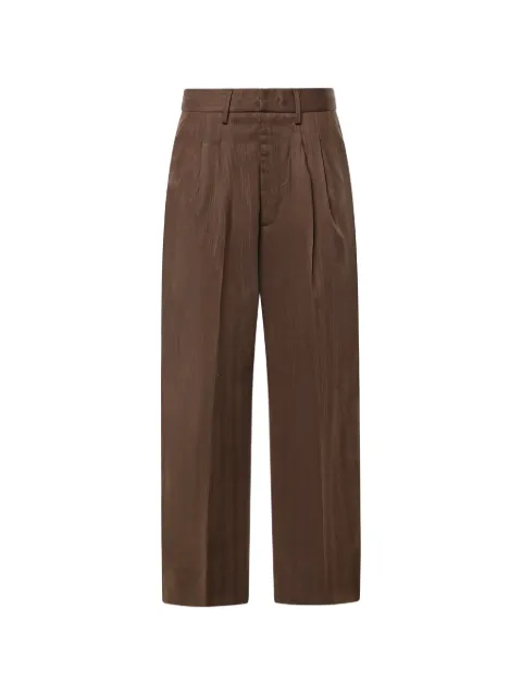 DONDUP herringbone pleated trousers Brown DP843FF0427DXXX