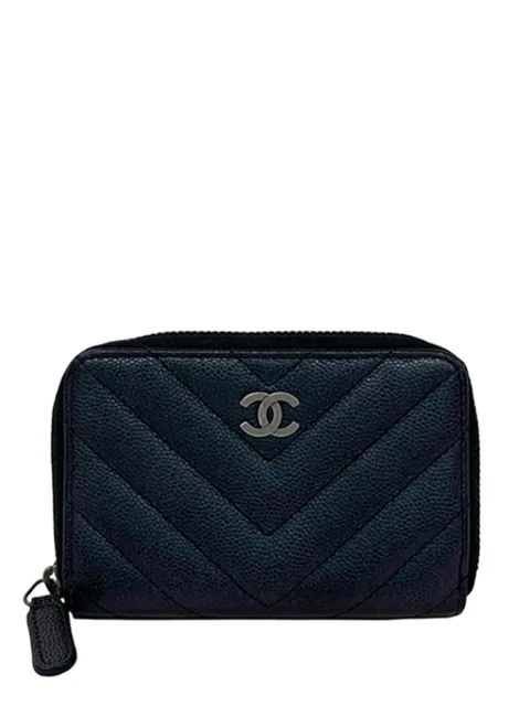 CHANEL Pre-Owned 2017-2018 CC Chevron Caviar coin pouch Black QVY5K0GG1PH5BXP2