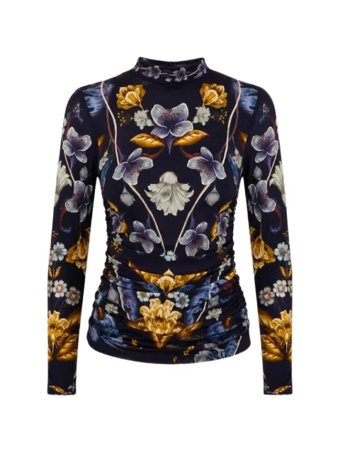 FARM Rio floral-print ruched top Blue 368994