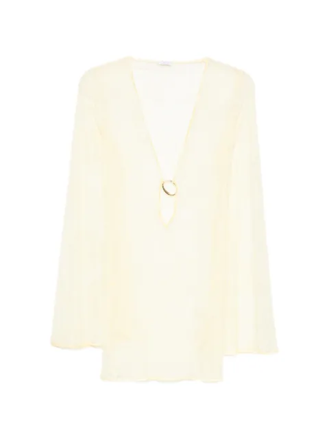 Oséree lace long-sleeve mini beach dress Yellow PKF268