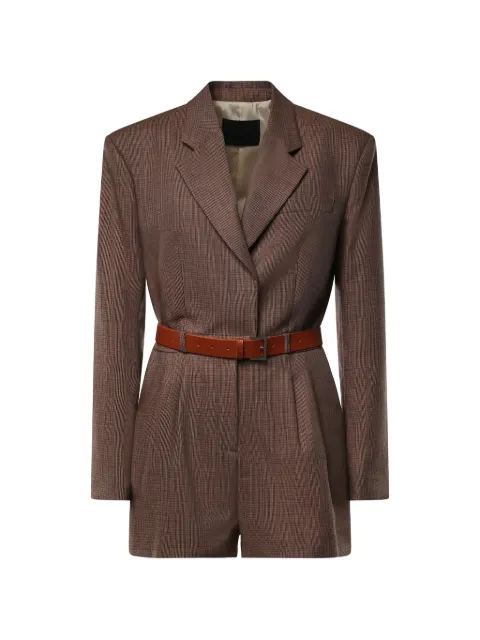 DONDUP belted check-pattern jumpsuit Brown DA550FF0428DXXX