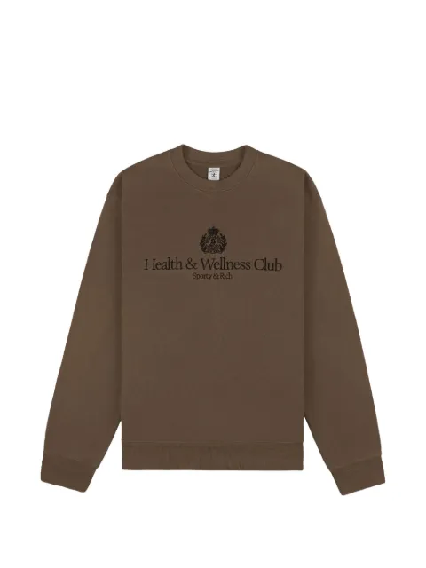 Sporty & Rich H&W Crest embroidered crew-neck sweatshirt Brown ST098711241BR30