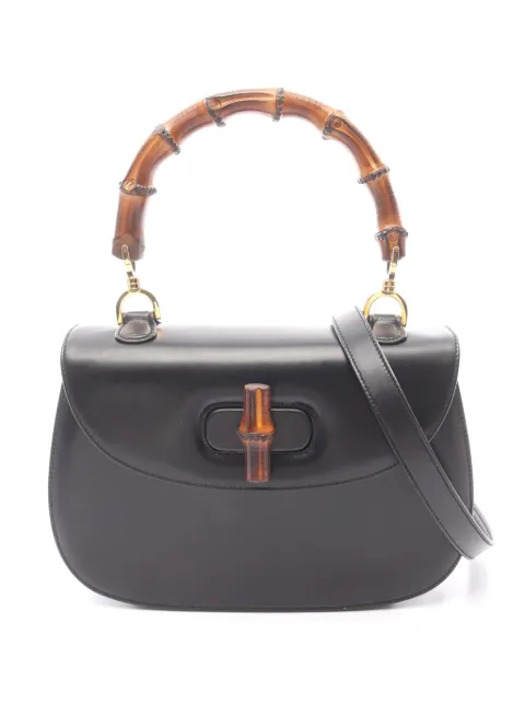 Gucci Pre-Owned 20th Century Calfskin Bamboo Night satchel Black F34WDPFJKUGSYEGH