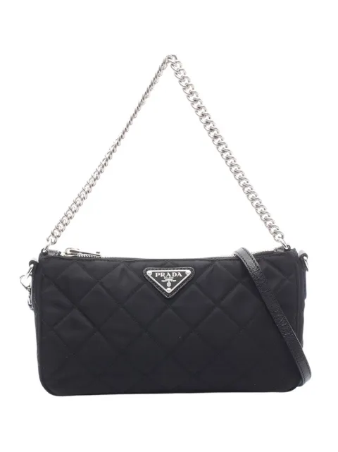 Prada Pre-Owned 2013-2026 Tessuto Quilted Chain satchel Black 7OVFFVRIELPJ4QW1